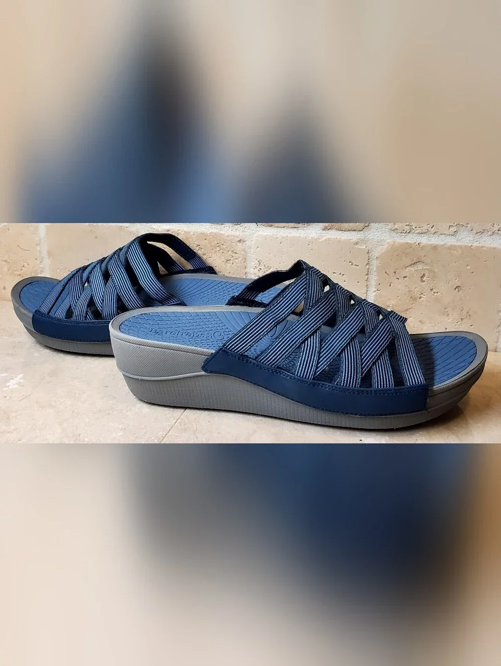 Bare Traps Sandals Braverly Slide Wedge Heel Blue Gray Strappy Slip On Wmns. 8M - Picture 8 of 9